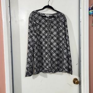 Van Heusen Black and Beige Patterned Blouse